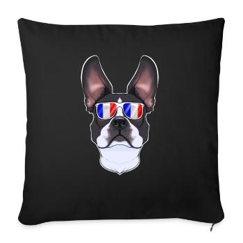 Boston Terrier France Sunglasses I French Flag - Sofa pillowcase 17,3'' x 17,3'' (45 x 45 cm) - black - Front