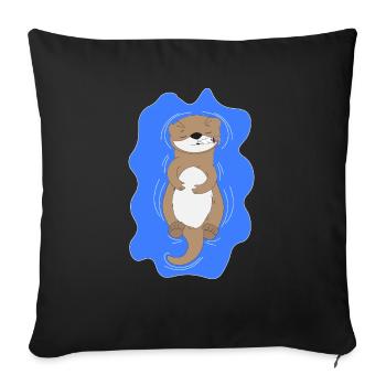 Loutre fumante - Housse de coussin décorative 45 x 45 cm - noir - Devant