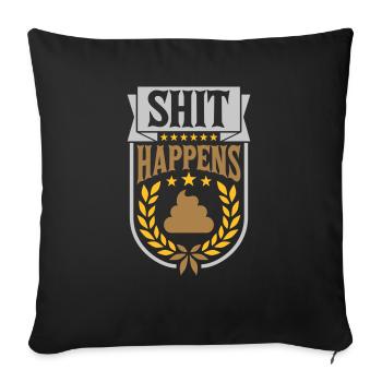 Couronne de laurier Shit happens citation - Housse de coussin décorative 45 x 45 cm - noir - Devant