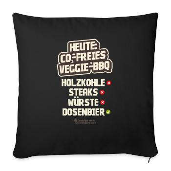Veggie BBQ CO2-neutral ohne Fleisch und Holzkohle - Sofakissenbezug 45 x 45 cm - Schwarz - Vorne