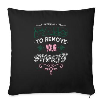 electrical electrician bib fun profession birthday - Sofa pillowcase 17,3'' x 17,3'' (45 x 45 cm) - black - Front