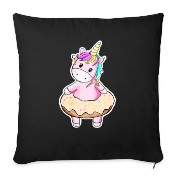 Autocollant de licorne mignon - Housse de coussin décorative 45 x 45 cm - noir - Devant