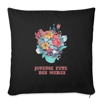 Joyeuse fête des mères - Housse de coussin décorative 45 x 45 cm - noir - Devant