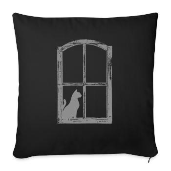Chat - Housse de coussin décorative 45 x 45 cm - noir - Devant