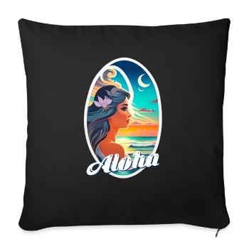 Aloha - surf - retro - Sofa pillowcase 17,3'' x 17,3'' (45 x 45 cm) - black - Front
