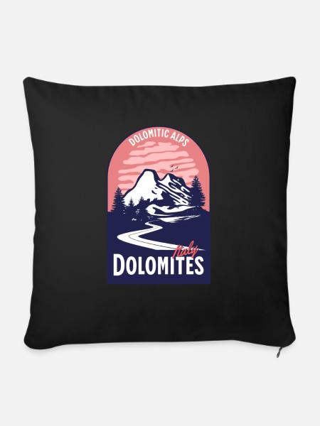 Dolomiten Italien Berg Sonnenuntergang - Sofakissenbezug 45 x 45 cm - Schwarz