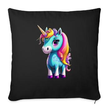 Einhorn / Unicorn Design - Sofakissenbezug 45 x 45 cm - Schwarz - Vorne