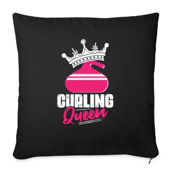 Curling Queen Broom Curler Ice Sport - Sofa pillowcase 17,3'' x 17,3'' (45 x 45 cm) - black - Front