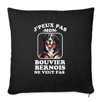 Chien de race bouvier bernois chien doux - Housse de coussin décorative 45 x 45 cm - noir - Devant