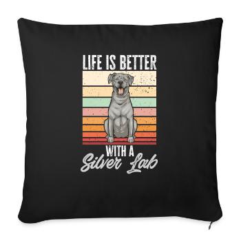 Silver Labrador Retriever Silver Lab - Housse de coussin décorative 45 x 45 cm - noir - Devant