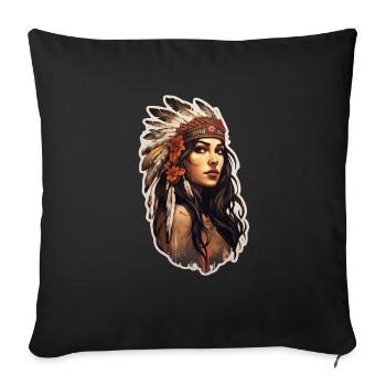 Native American Female - Sofa pillowcase 17,3'' x 17,3'' (45 x 45 cm) - black - Front