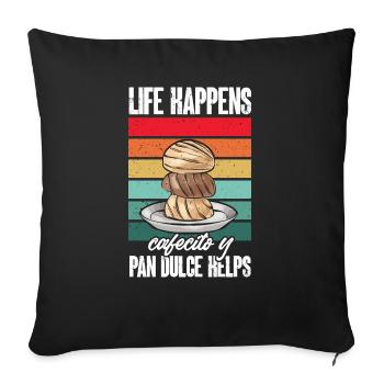 Concha Hispanique Mexicain Pan Dulce - Housse de coussin décorative 45 x 45 cm - noir - Devant