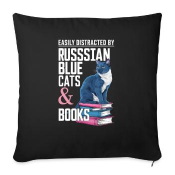 Katze Russisch Blau Geschenk - Sofakissenbezug 45 x 45 cm - Schwarz - Vorne