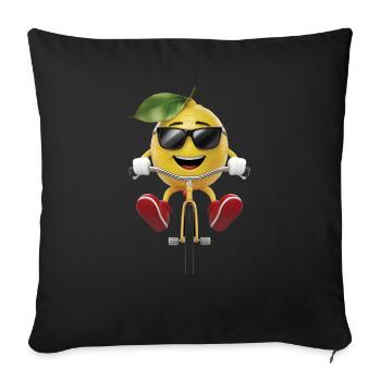 Zitrone Radfahren auf dem Fahrrad Geschenk - Sofakissenbezug 45 x 45 cm - Schwarz - Vorne