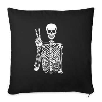 Skeleton Costume Funny Halloween Peace Finger - Sofa pillowcase 17,3'' x 17,3'' (45 x 45 cm) - black - Front