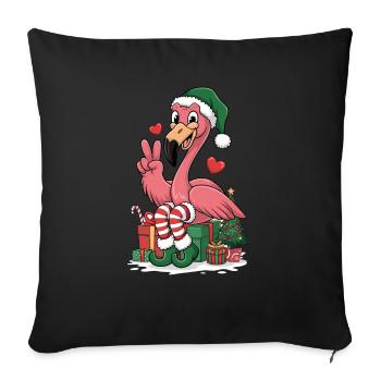 Flamingo Elfe Weihnachten - Sofakissenbezug 45 x 45 cm - Schwarz - Vorne