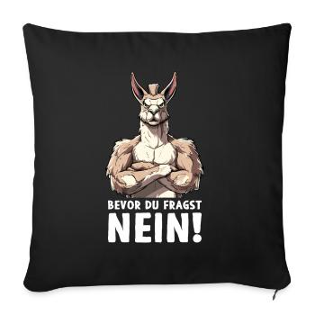 Alpaca Llama Andes South America Before you ask No - Sofa pillowcase 17,3'' x 17,3'' (45 x 45 cm) - black - Front
