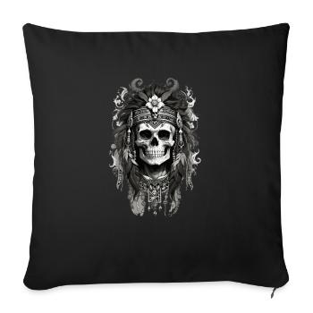 Floral Skull full - Sofakissenbezug 45 x 45 cm - Schwarz - Vorne