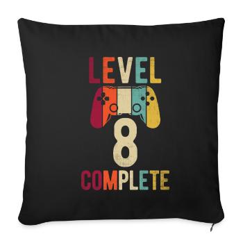 Geburtstag Junge 8 Jahre Shirt Gamer Gaming Level - Sofakissenbezug 45 x 45 cm - Schwarz - Vorne