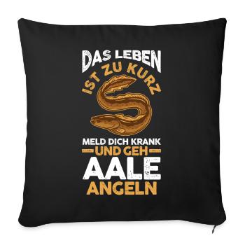 Angeln Angler Aal - Sofakissenbezug 45 x 45 cm - Schwarz - Vorne
