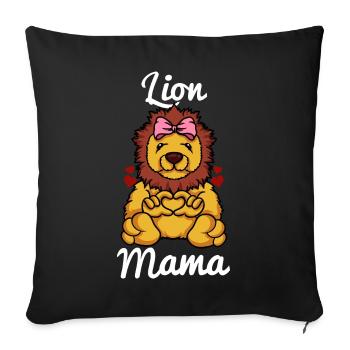Lion Mama Heart Ladies Girls Lion Love Lion Mom - Sofa pillowcase 17,3'' x 17,3'' (45 x 45 cm) - black - Front