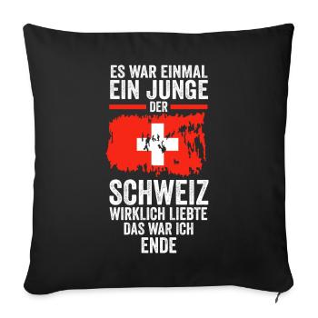 Schweiz Schweizer - Sofakissenbezug 45 x 45 cm - Schwarz - Vorne