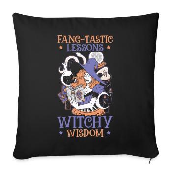 Leçons accrocheuses de sagesse de sorcière Halloween - Housse de coussin décorative 45 x 45 cm - noir - Devant