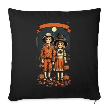 Mignon Halloween enfants Trick or Treat Style Vintage - Housse de coussin décorative 45 x 45 cm - noir - Devant