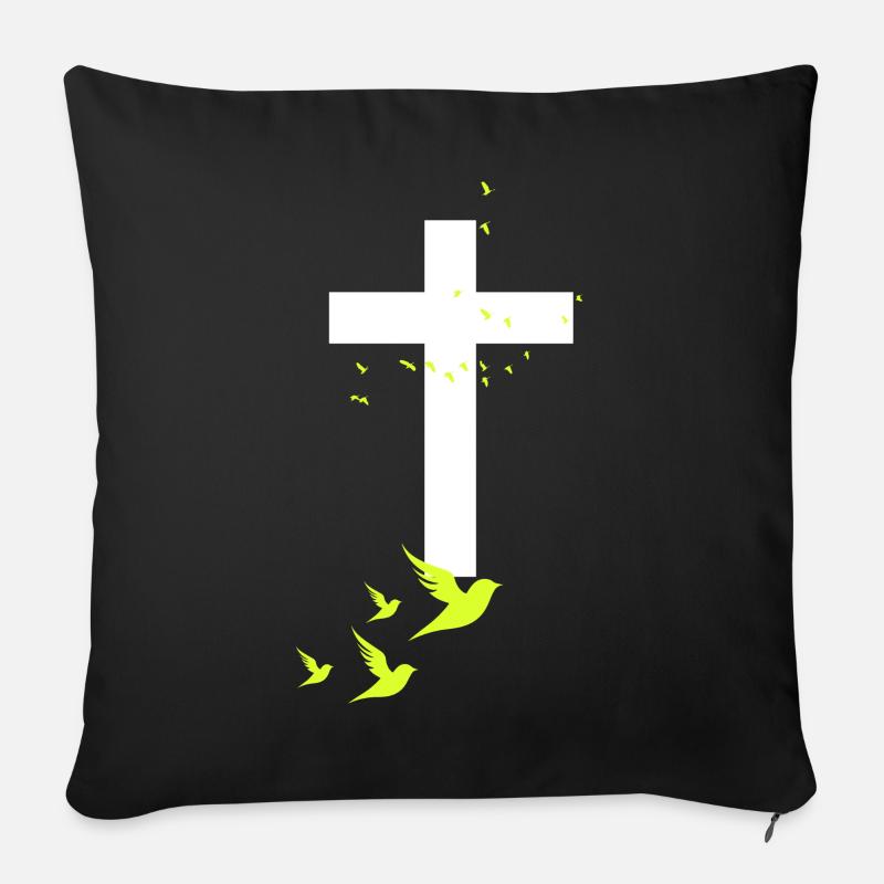 Cross [ YELLOW ] - Sofakissenbezug 45 x 45 cm - Schwarz