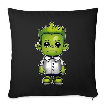 Cute green monster - Sofa pillowcase 17,3'' x 17,3'' (45 x 45 cm) - black - Front