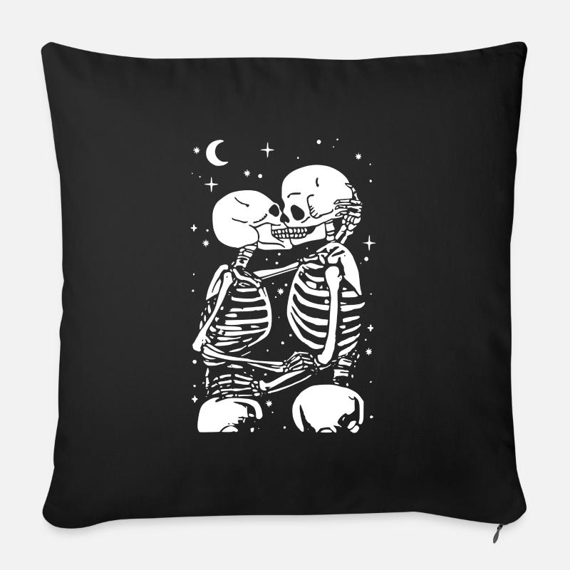 Skelett - Kuss - Gothic - Fun - Sofakissenbezug 45 x 45 cm - Schwarz