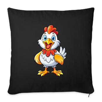 Poulet heureux - Housse de coussin décorative 45 x 45 cm - noir - Devant