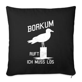 Borkum Ostfriesland Nordsee Möwe - Sofakissenbezug 45 x 45 cm - Schwarz - Vorne