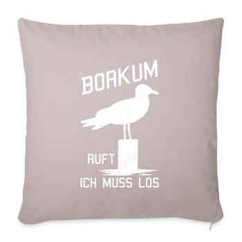 Borkum Ostfriesland Nordsee Möwe - Sofakissenbezug 45 x 45 cm - helles Taupe - Vorne