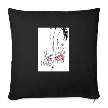 Floral Skate Art – Anime Street Style! - Sofa pillowcase 17,3'' x 17,3'' (45 x 45 cm) - black - Front