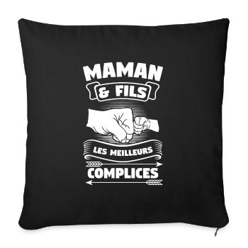 Mama & Sohn Familie Mama Geschenk - Sofakissenbezug 45 x 45 cm - Schwarz - Vorne