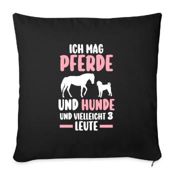 Pferd Hund Pferde Liebhaber Geschenk - Sofakissenbezug 45 x 45 cm - Schwarz - Vorne