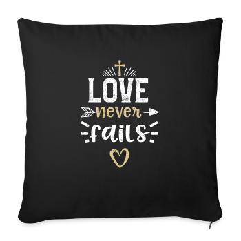 Love never fails - Jesus - Sofakissenbezug 45 x 45 cm - Schwarz - Vorne