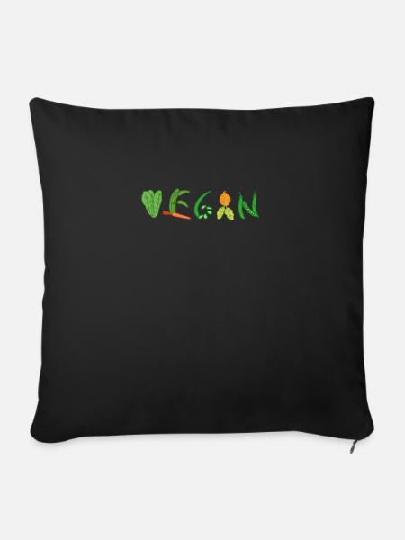 Vegan Vegetable Gift - Sofakissenbezug 45 x 45 cm - Schwarz