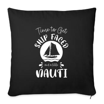 Voilier Sailor Shipping Yacht - Housse de coussin décorative 45 x 45 cm - noir - Devant