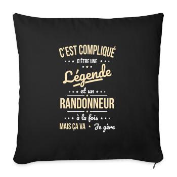 Compliqué d'être une légende et un randonneur - Housse de coussin décorative 45 x 45 cm - noir - Devant
