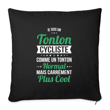 Tonton cycliste comme un tonton normal plus cool - Housse de coussin décorative 45 x 45 cm - noir - Devant