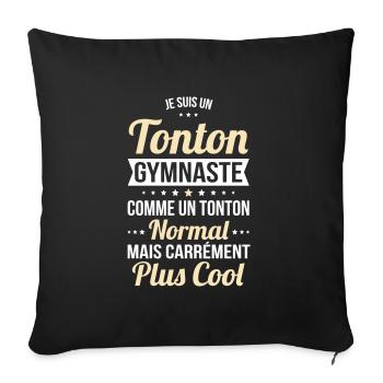 Tonton gymnaste comme un tonton normal plus cool - Housse de coussin décorative 45 x 45 cm - noir - Devant