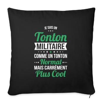 Tonton militaire comme un tonton normal plus cool - Housse de coussin décorative 45 x 45 cm - noir - Devant