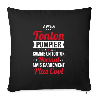 Tonton pompier comme un tonton normal plus cool - Housse de coussin décorative 45 x 45 cm - noir - Devant