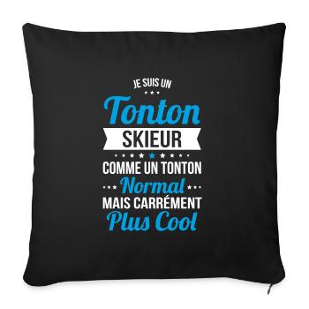 Tonton skieur comme un tonton normal plus cool - Housse de coussin décorative 45 x 45 cm - noir - Devant