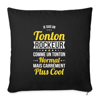 Tonton rockeur comme un tonton normal plus cool - Housse de coussin décorative 45 x 45 cm - noir - Devant