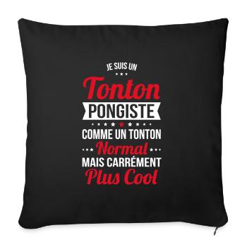 Tonton pongiste comme un tonton normal plus cool - Housse de coussin décorative 45 x 45 cm - noir - Devant