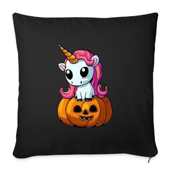 Cute Halloween unicorn with pumpkin - Sofa pillowcase 17,3'' x 17,3'' (45 x 45 cm) - black - Front
