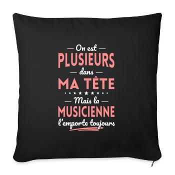 Plusieurs dans tête la Musicienne l'emporte - Housse de coussin décorative 45 x 45 cm - noir - Devant